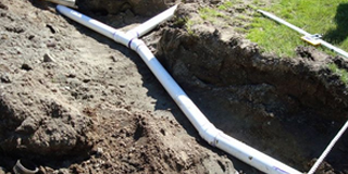 Overhead POV shot of new plumbing pipes