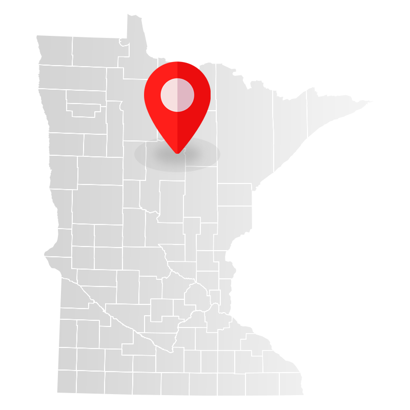 Map of Minnesota with red map marker