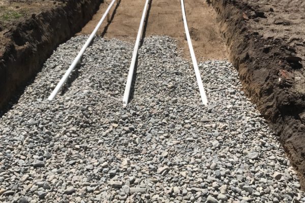 PVC bed covered with gravel