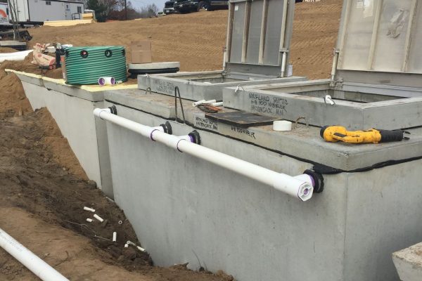 Open concrete septic tanks